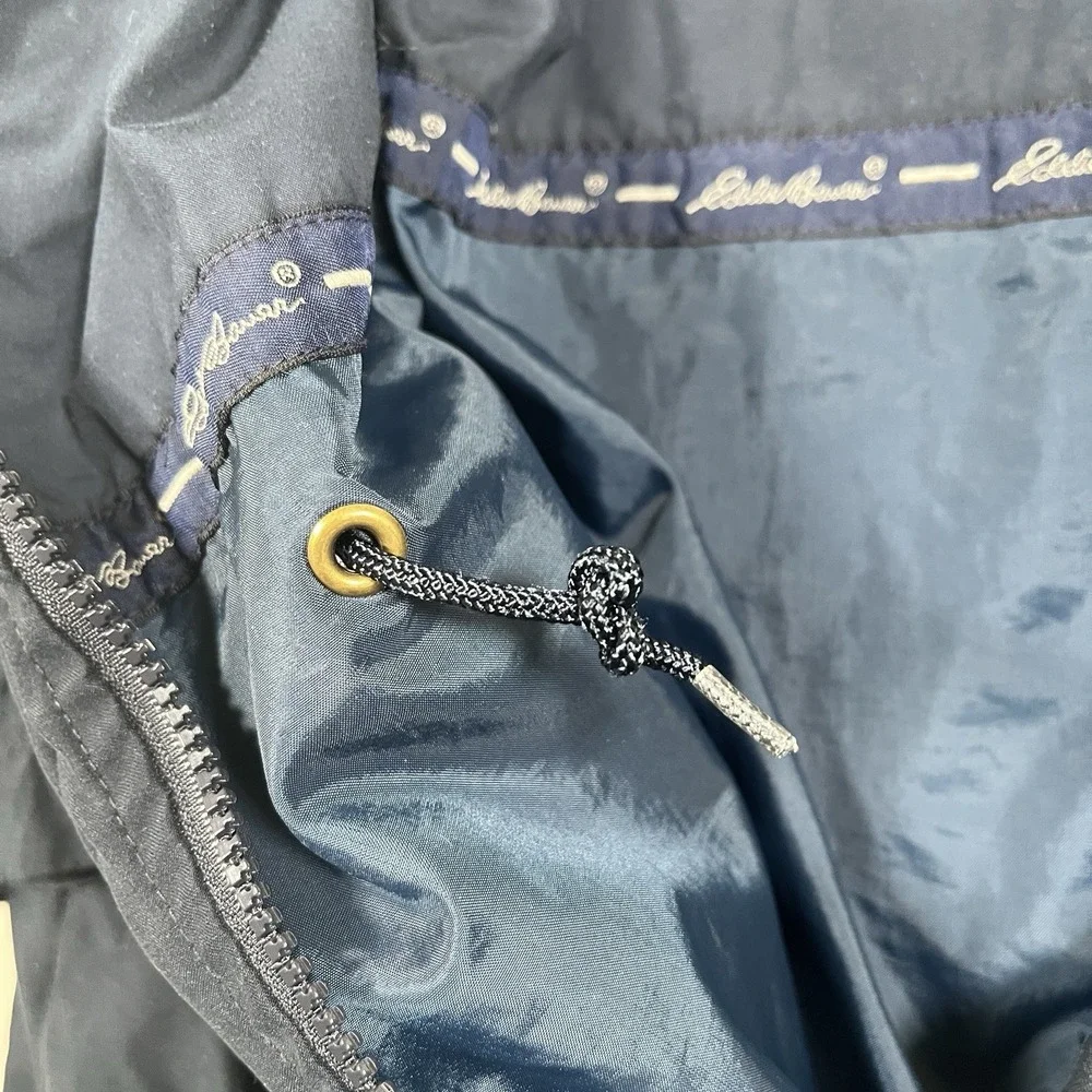 VTG Eddie Bauer Navy Blue Anorak Women's Small Hooded Jacket  Full Zip/Snap‎